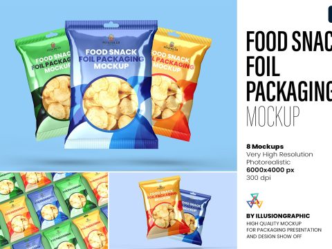 Food Snack Foil Packaging Mockup 10182120