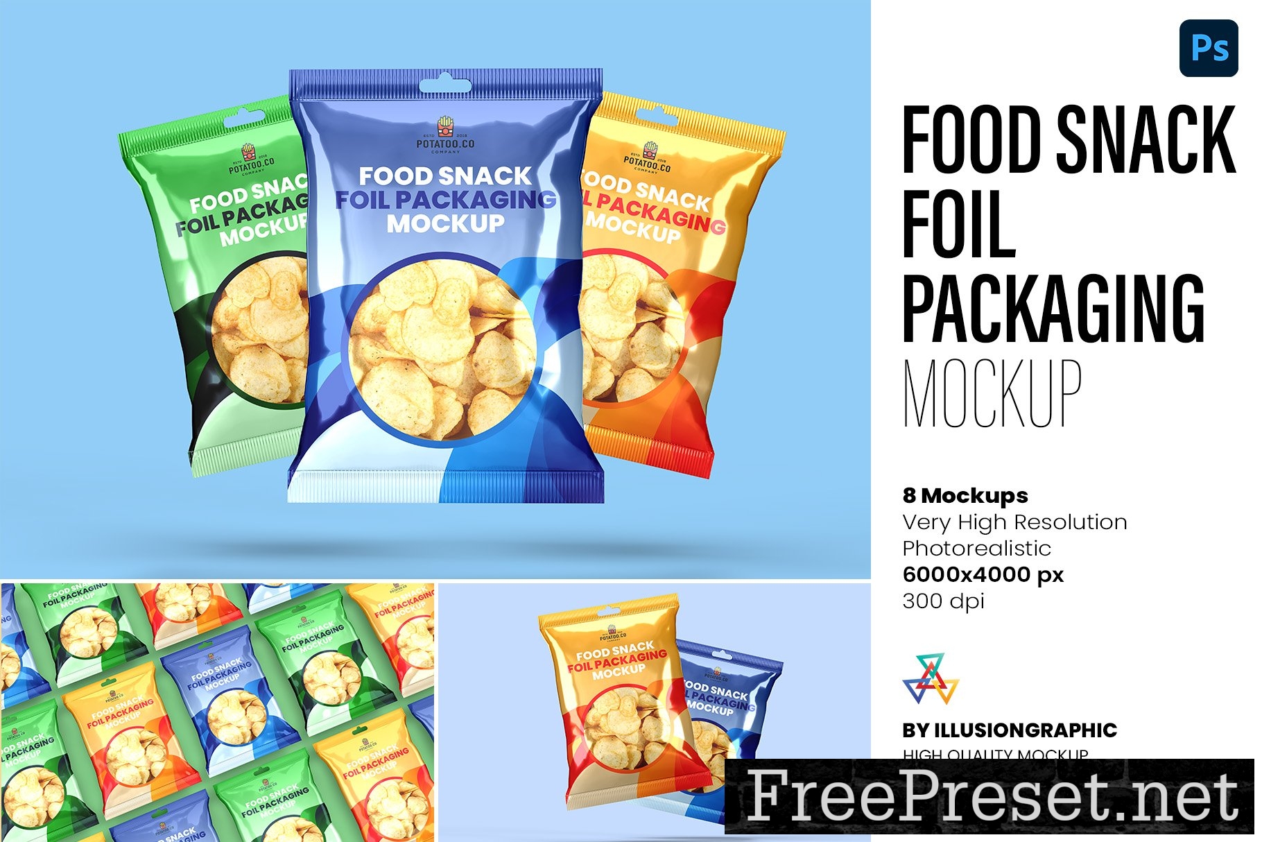 Food Snack Foil Packaging Mockup 10182120