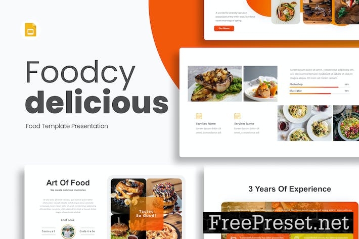 Foodcy Orange Creative Food Gradient Google Slides 8PYQ7ND