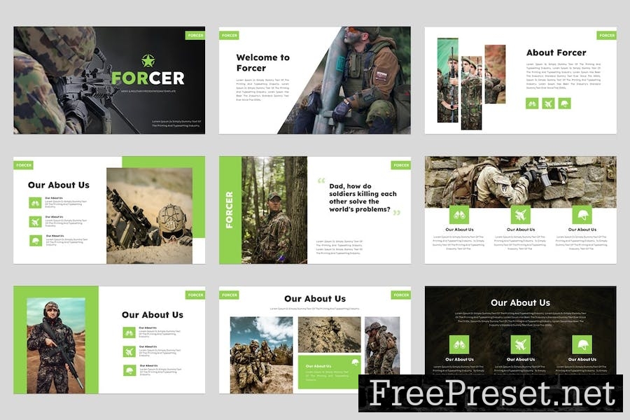 Forcer - Military & Army Google Slides Template ZCD49MQ