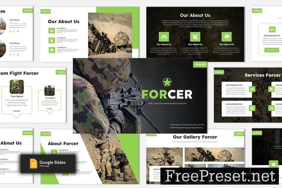 Forcer - Military & Army Google Slides Template ZCD49MQ