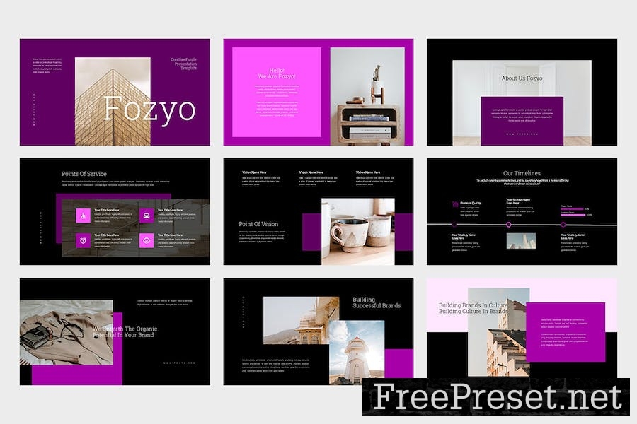 Fozyo : Creative Purple Google Slides Template 7QJMZK4