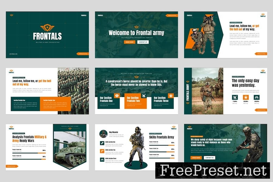 Frontals - Military & Army Google Slides Template TSHVBU7