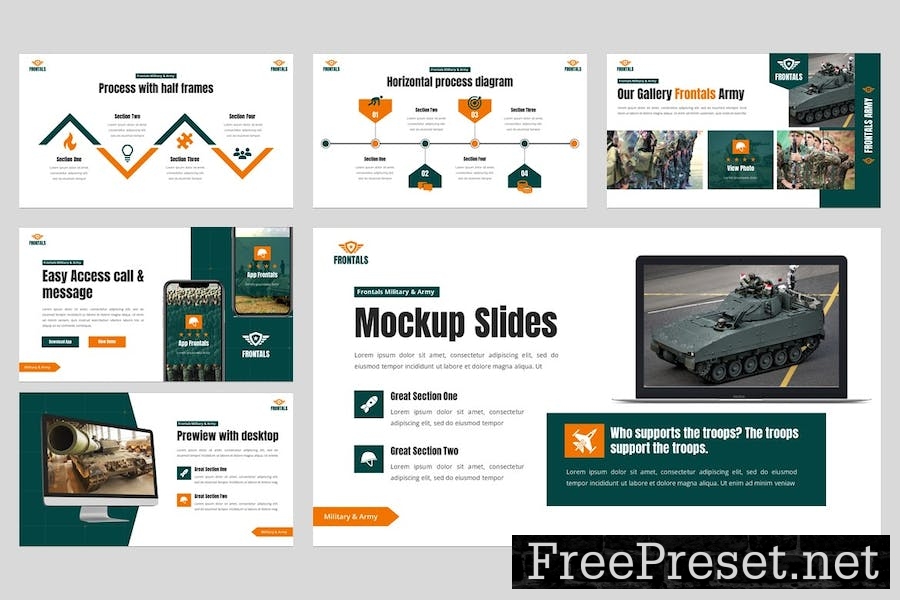 Frontals - Military & Army Google Slides Template TSHVBU7