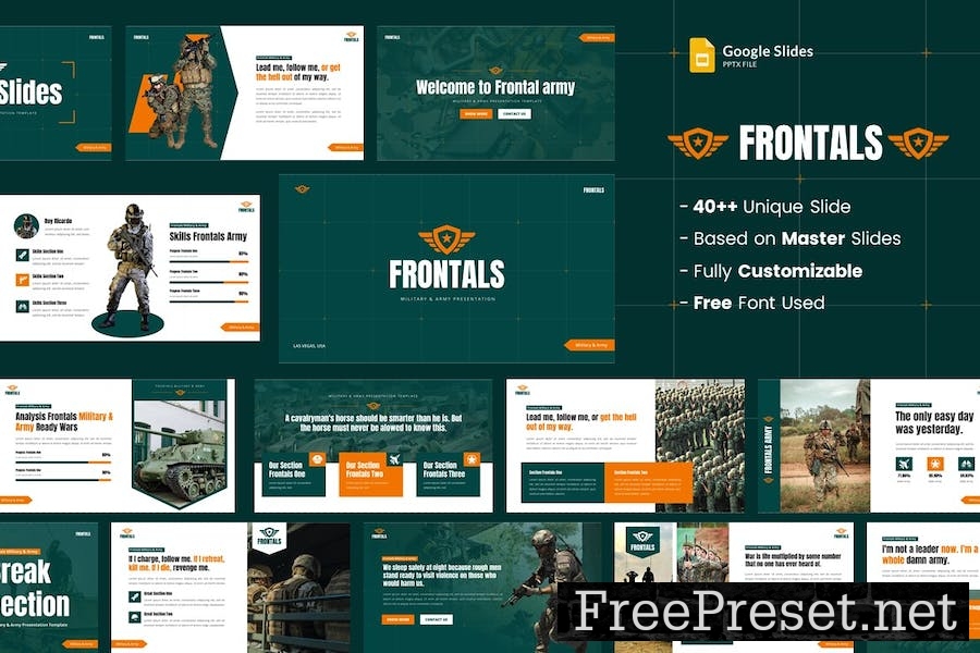 Frontals - Military & Army Google Slides Template TSHVBU7