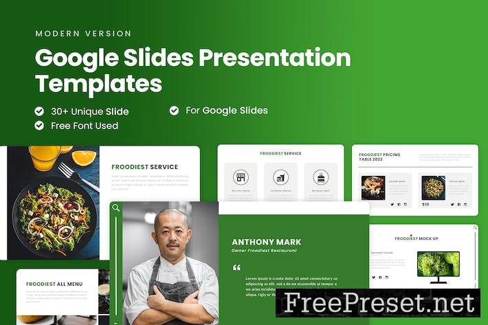 FROODIEST - Food & Culinary Google Slides Template AD9URFA