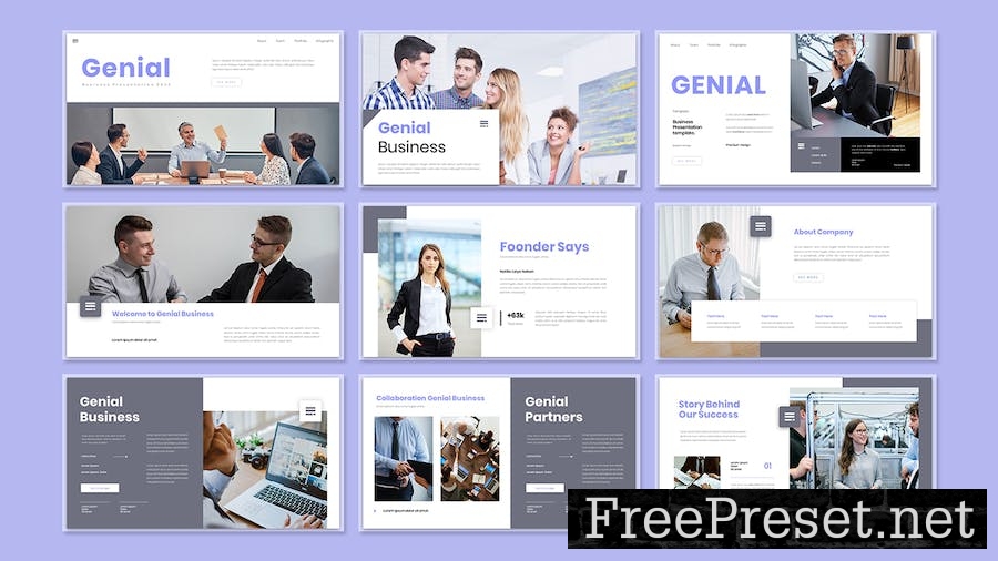 Genial Business Presentation Google Slide Template EQ6BLK5