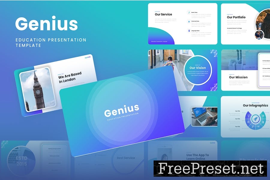 Genius - Education Google Slides Template T8SWDJB