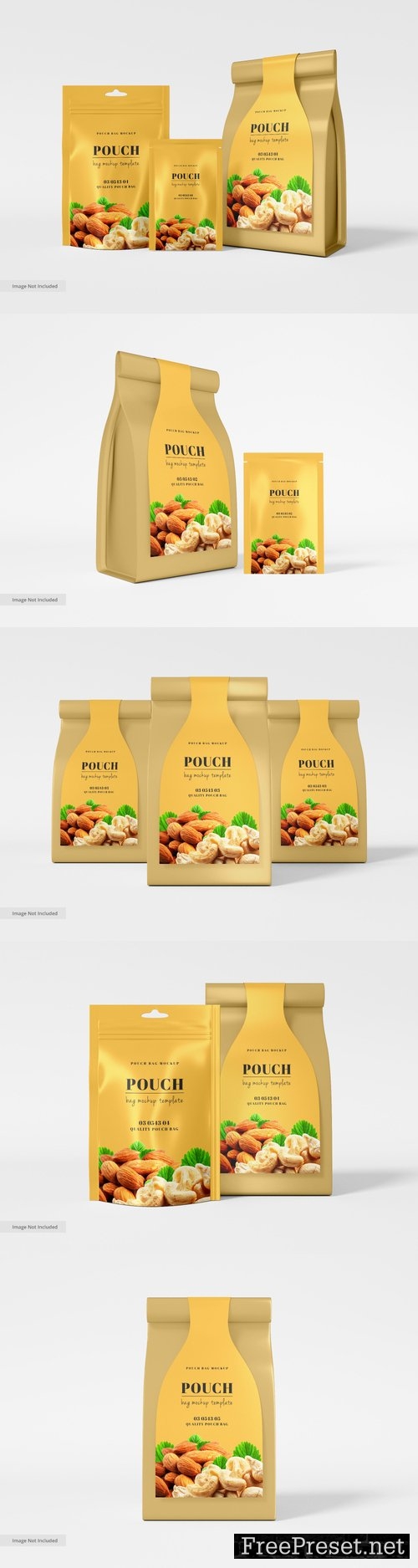 Glossy foil cashew nut pouch packet packaging mockup