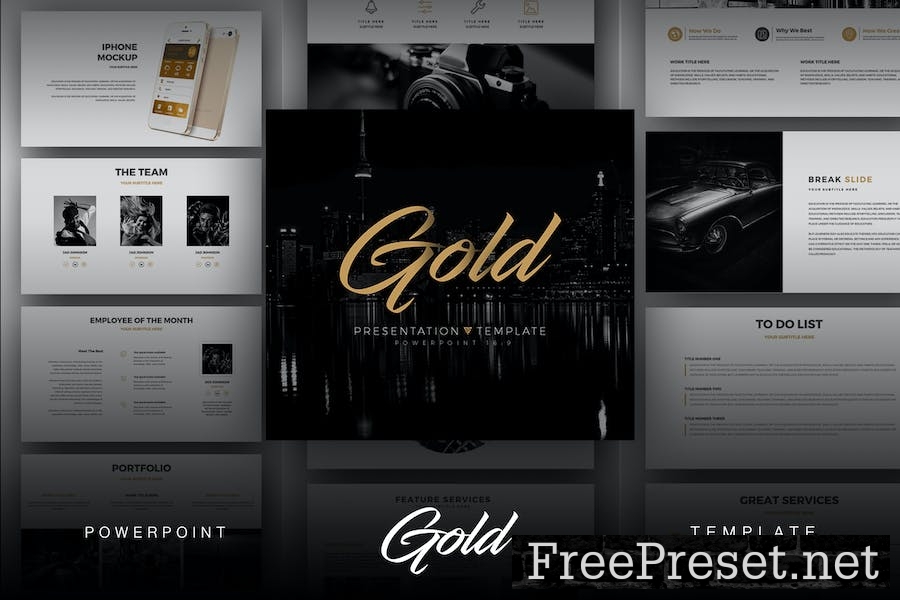 Gold Powerpoint Template 58YRPX2