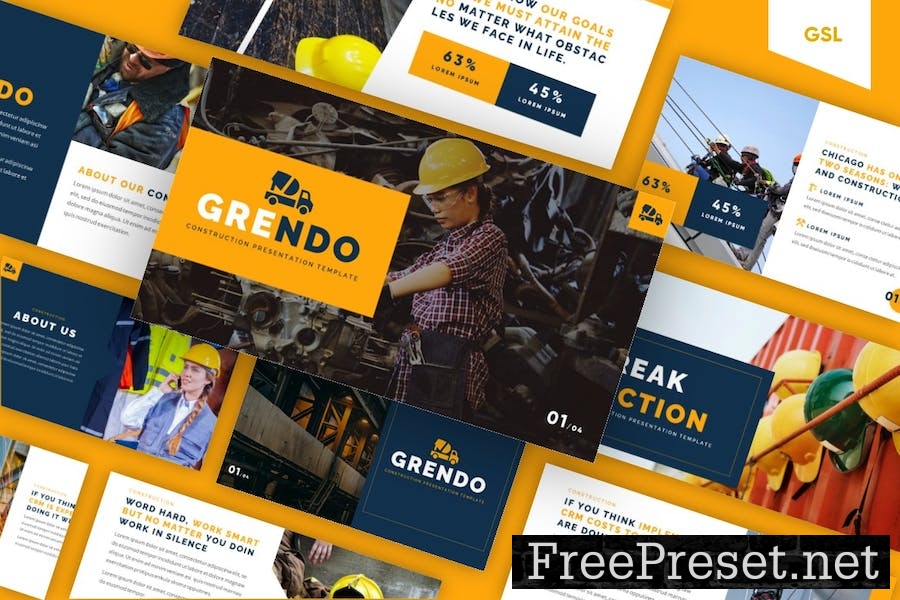 Grendo - Construction Google Slides Template UE8XVDK