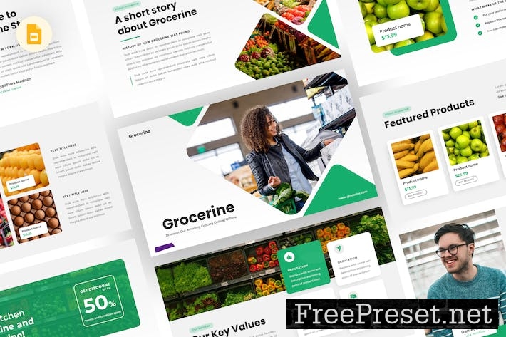 Grocerine - Grocery Google Slides Template X3NLVFC