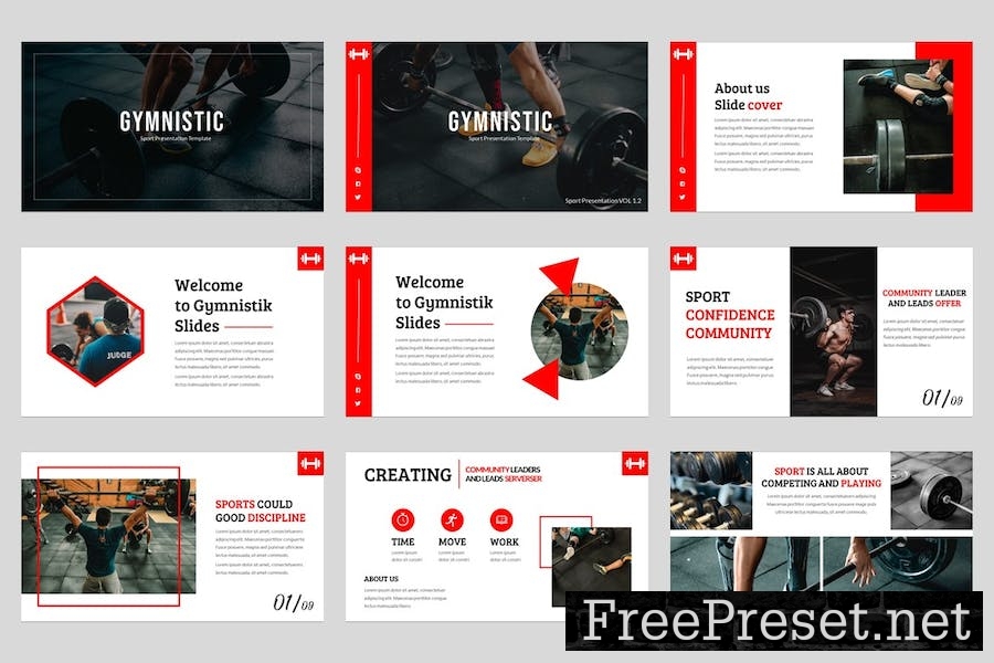 Gymnistik - Gym & Fitness Google Slides Template WV5P65S