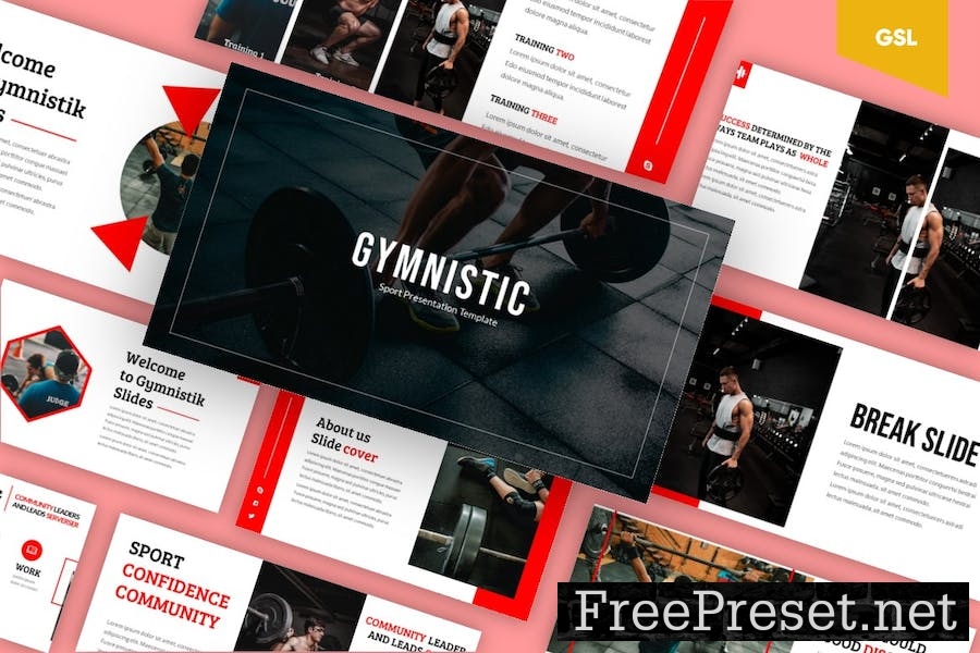 Gymnistik - Gym & Fitness Google Slides Template WV5P65S