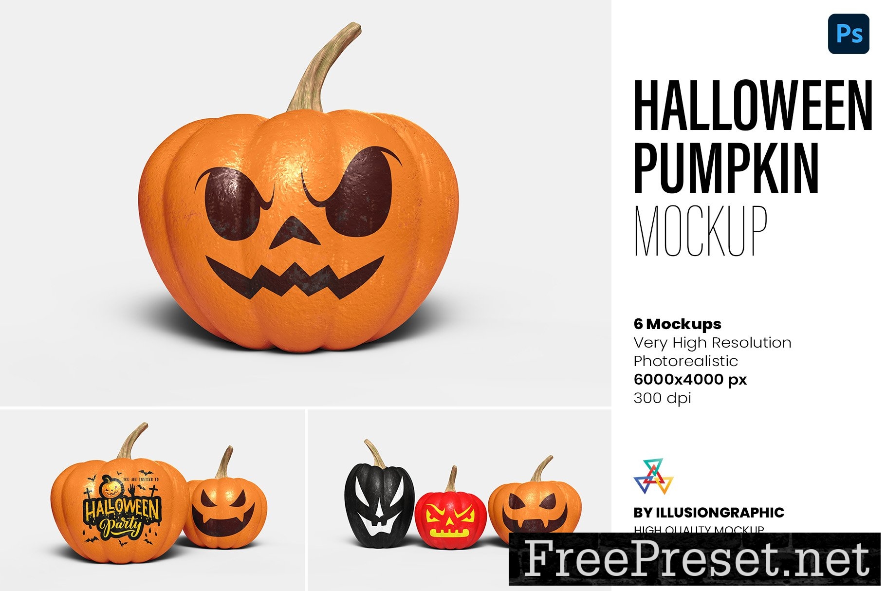 Halloween Pumpkin Mockup - 6 views 10210948