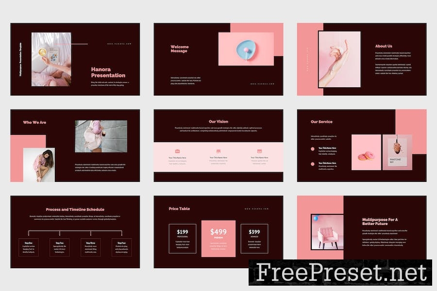 Hanora - Multipurposes Pink Google Slides Template 52KHNJ6