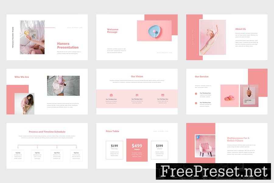 Hanora - Multipurposes Pink Google Slides Template 52KHNJ6