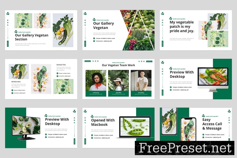 Healthy Food & Vegetables Google Slides Template 4DHL9RB