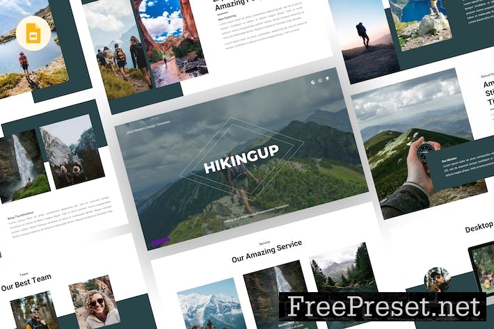 Hikingup - Hiking Google Slides Template XUDJ9E9