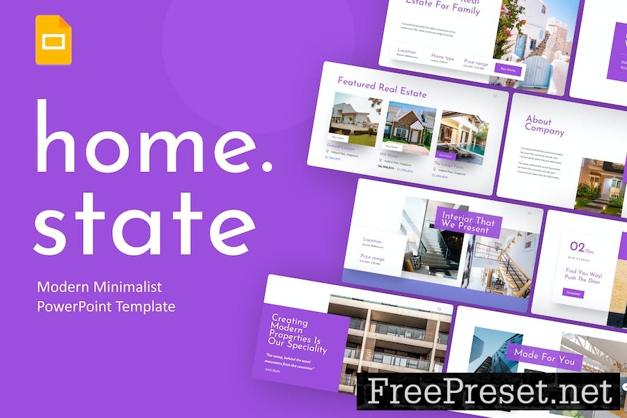 Homestate Real Estate Google Slides Template 6CB474X