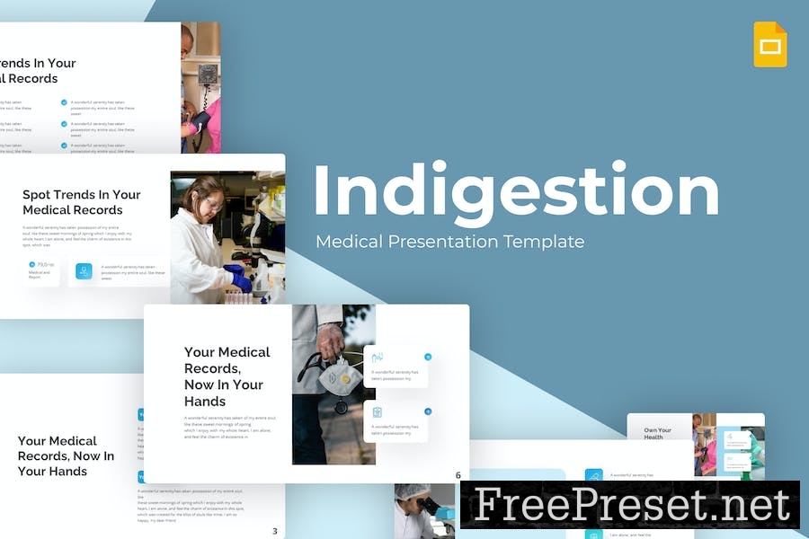 Indigestion Blue Elegant Medical Google Slides 448A43Z