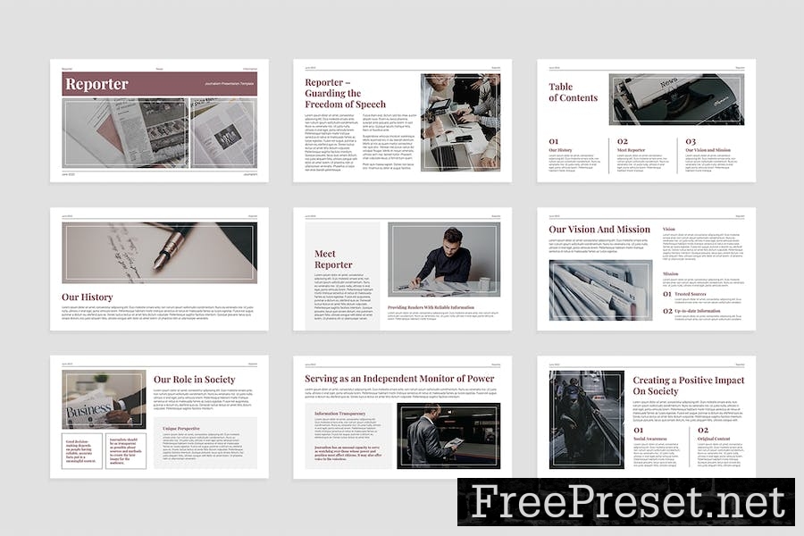 Journalism Slides Presentation Template PADX4UD