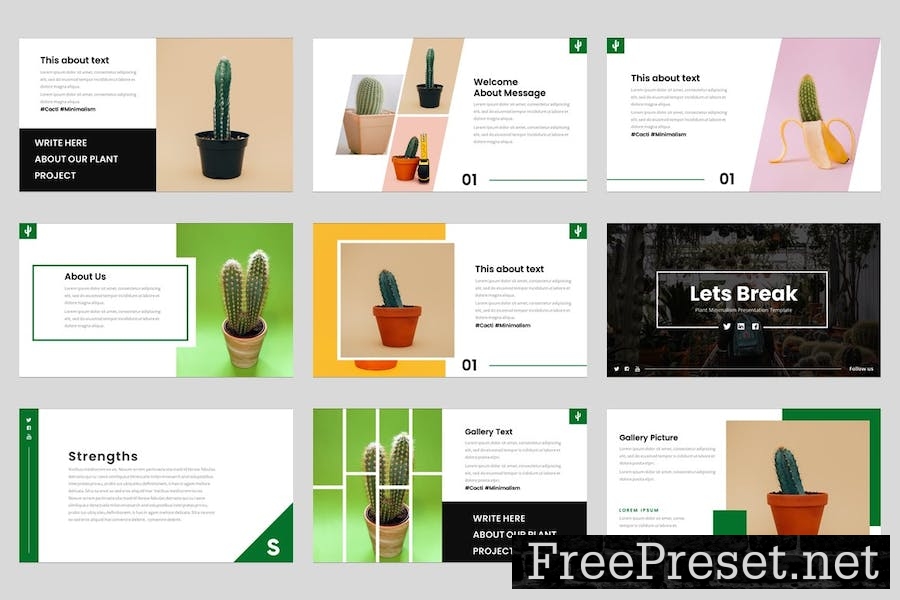 Kaktus - Plant Minimalism Google Slides Template ZLXQ7BW