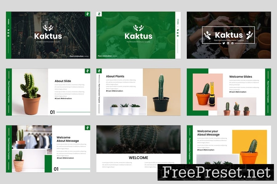 Kaktus - Plant Minimalism Google Slides Template ZLXQ7BW