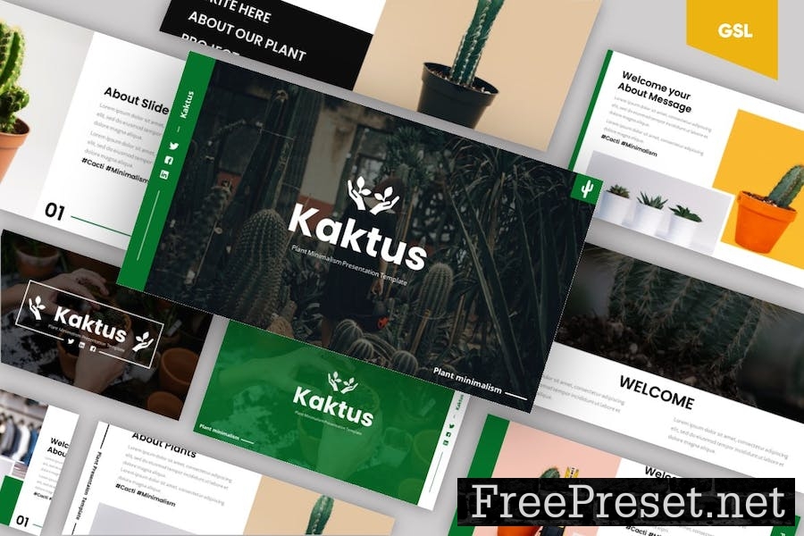 Kaktus - Plant Minimalism Google Slides Template ZLXQ7BW