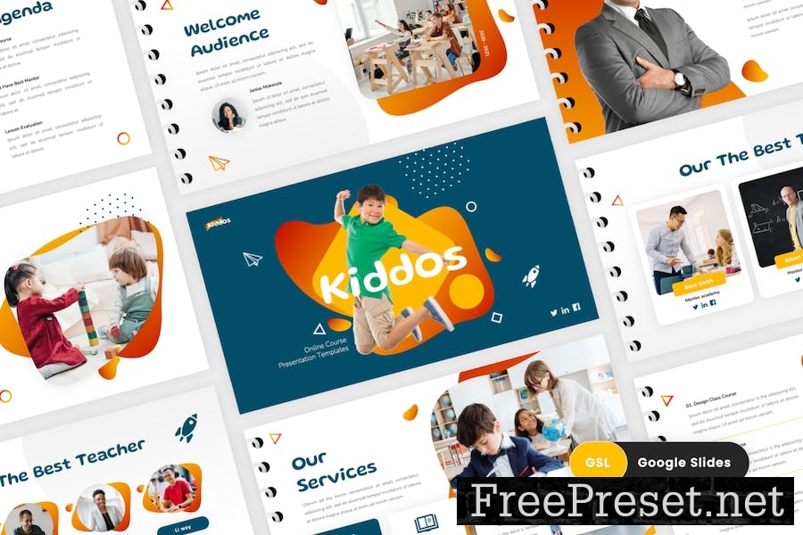 Kiddos - Education School Google Slides Template XZGTTKT