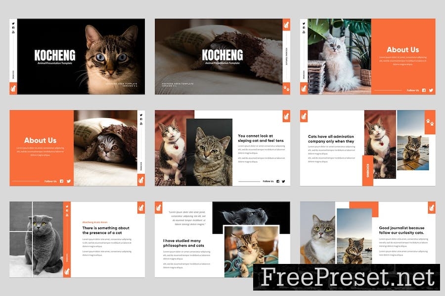 Kocheng - Cat Animal Google Slides Template N7Q2KFE