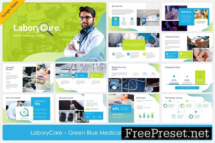 LaboryCare - Green Blue Medical Google Slides A9V3RWT