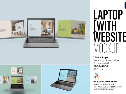 Laptop with Website Mockup 12 views 7536361