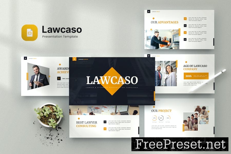 Lawcaso - Lawyer & Attorney Google Slides Template TDFNLH7