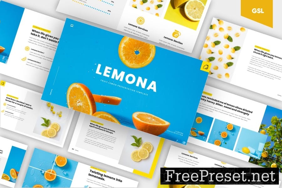 LEMONA - Fresh Fruit Google Slides Template YNT4JBV