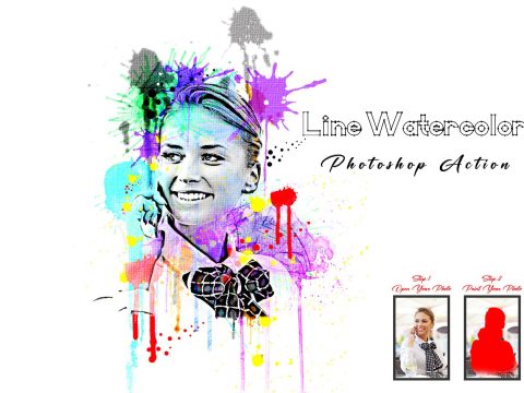 Line Watercolor Photoshop Action 10368658