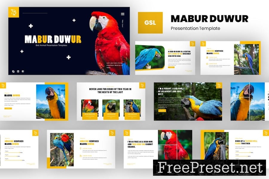 Mabur - Bird Animal Google Slides Template 9342DQE