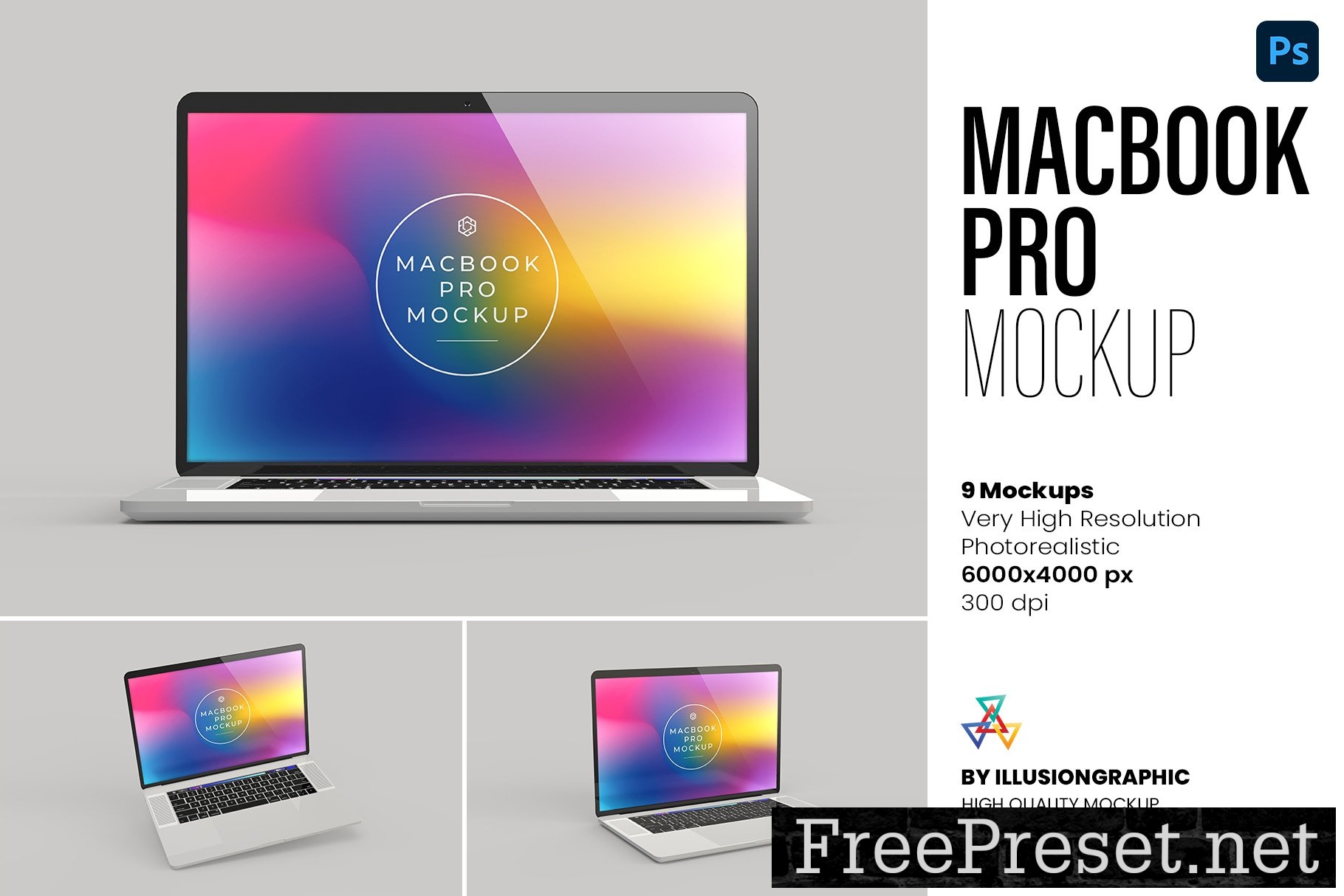 Macbook Pro Mockup - 9 views 10292428