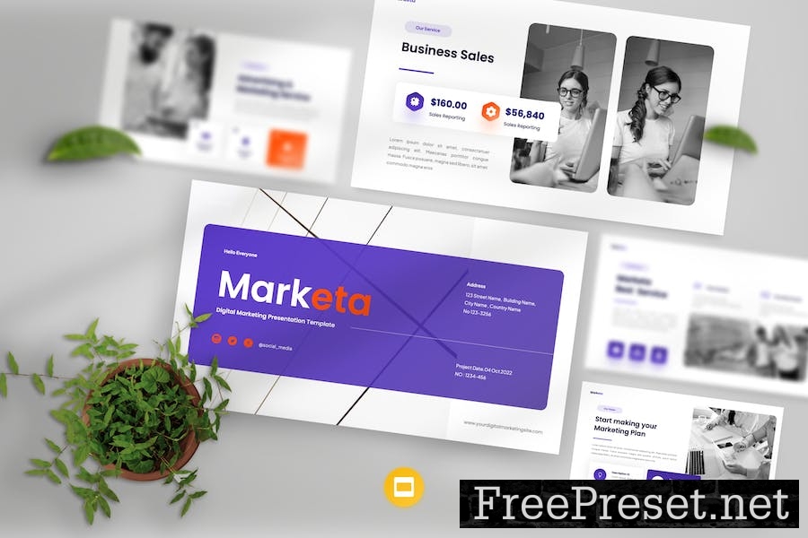 Marketa - Digital Marketing GoogleSlide Template ZMLMDT9