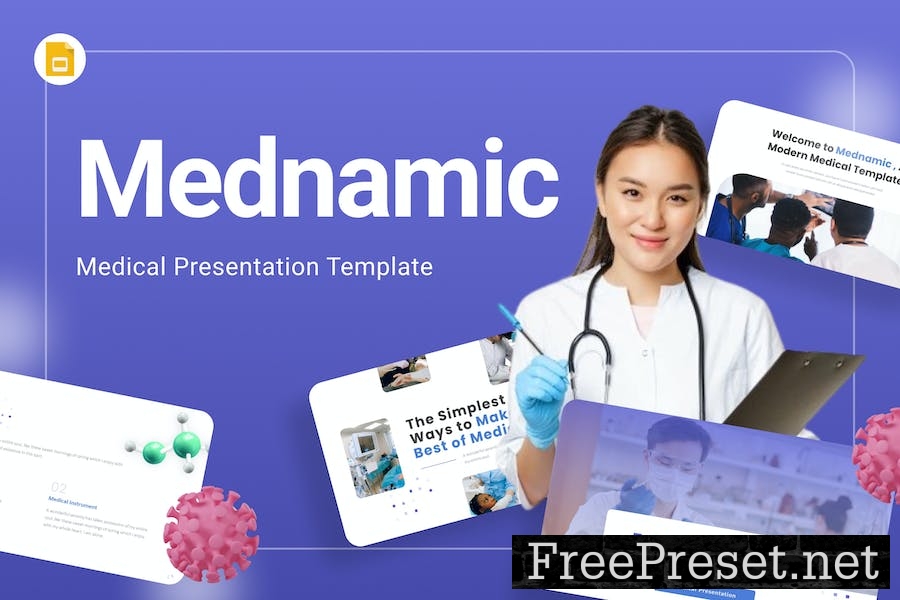 Mednamic Blue Professional Medical Google Slides DH8J7KL