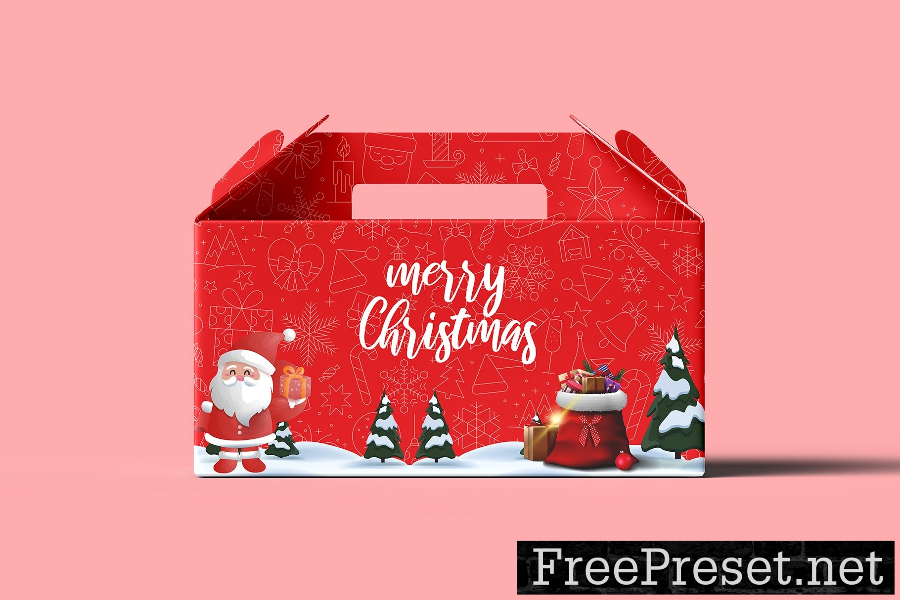 Merry Christmas Gift Box Mockup 10313848