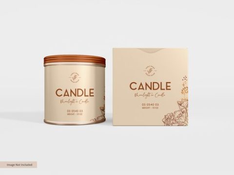 Metal candle jar branding mockup