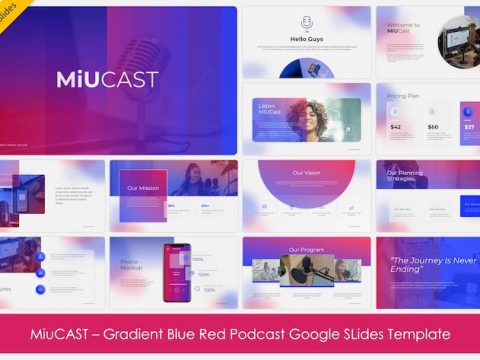 MiuCAST - Gradient Blue Red Podcast GSlides 7GHTSC5