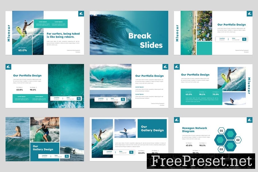 Mluncur - Creative Surfing Google Slides Template ADF5MEU