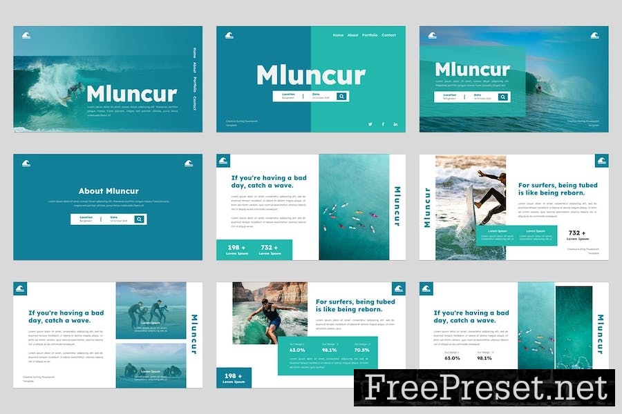 Mluncur - Creative Surfing Google Slides Template ADF5MEU