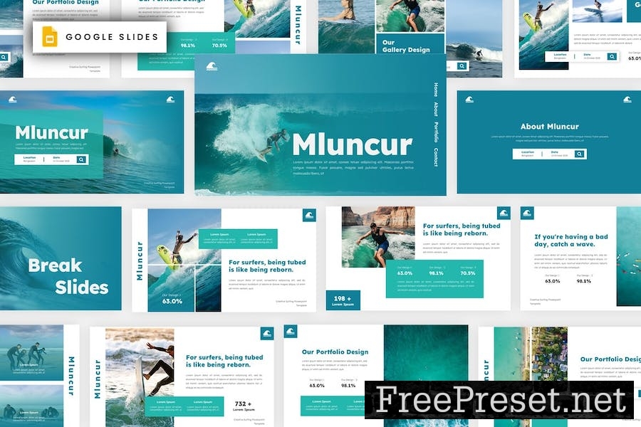 Mluncur - Creative Surfing Google Slides Template ADF5MEU