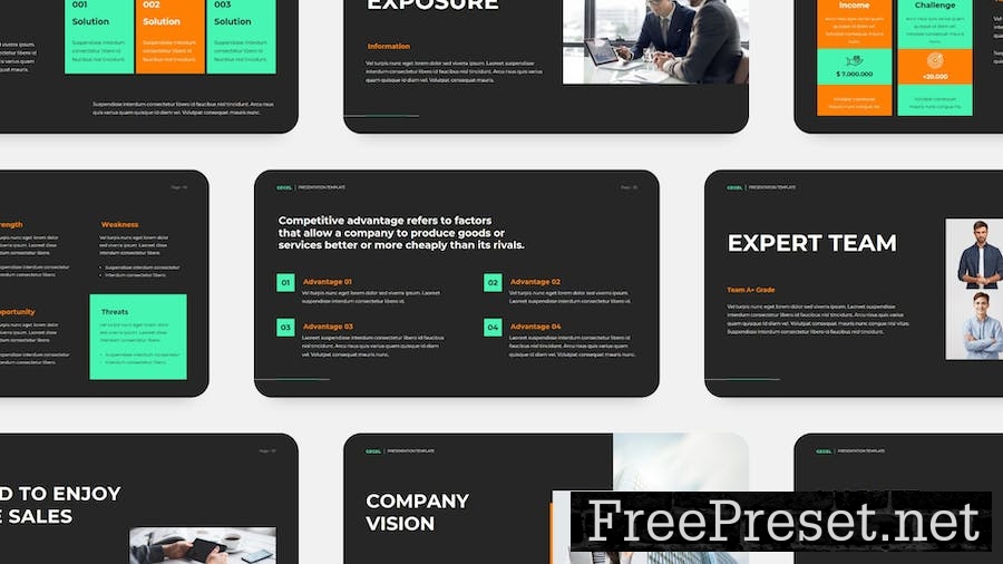 Modern Black Green Orange Business Company Profile 8MHGBP3