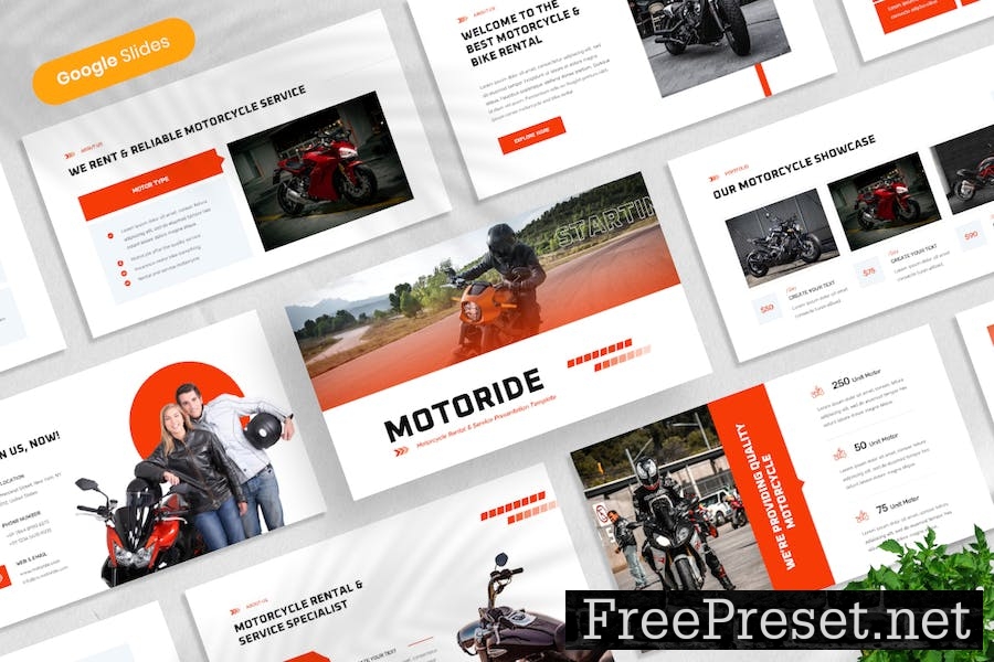 Motorcycle Rental & Service Google Slides RRSA6Q3