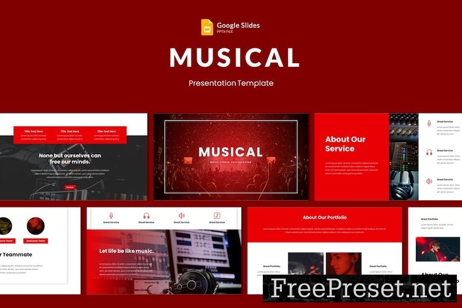 Musical - Music Studio Google Slides Template FDS8D6K