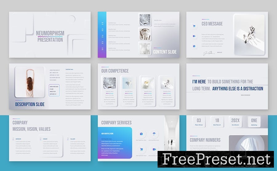 Neumorphism Google Slides Presentation Template 9SNV7P3